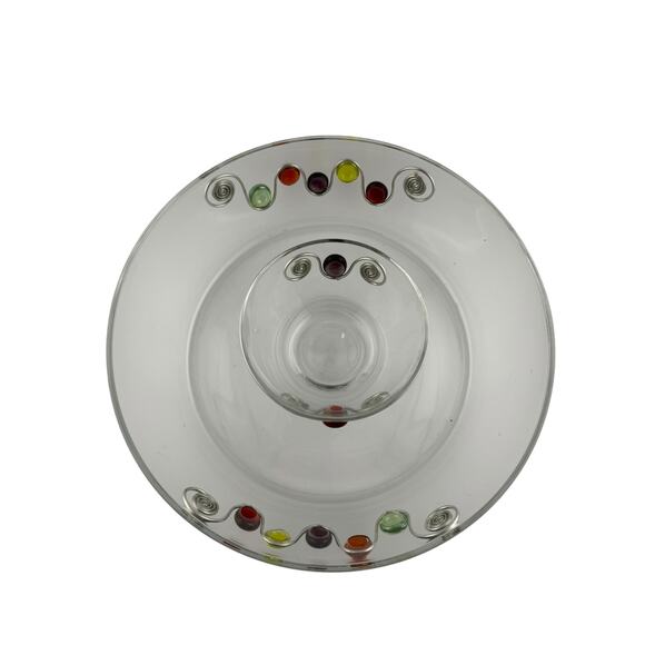 Delightful Modern Glass Metal & Bead Chip & Dip Serving Set - Picture 2 of 3